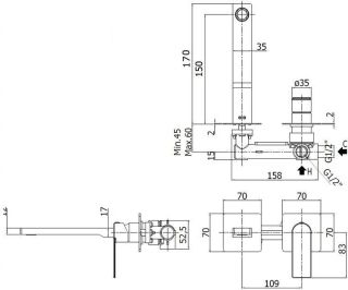 Смеситель для раковины Paffoni Tango TA104CR70 (с внутренней частью)